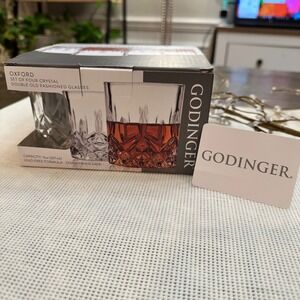 Godinger Oxford Double Old-fashioned 4 Piece Crystal Glasses NEW
